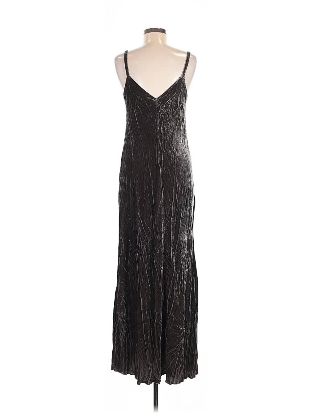Johnny Was Black Metallic Glitter Crushed Velvet Maxi Slip Dress Size Medium - Picture 2 of 4
